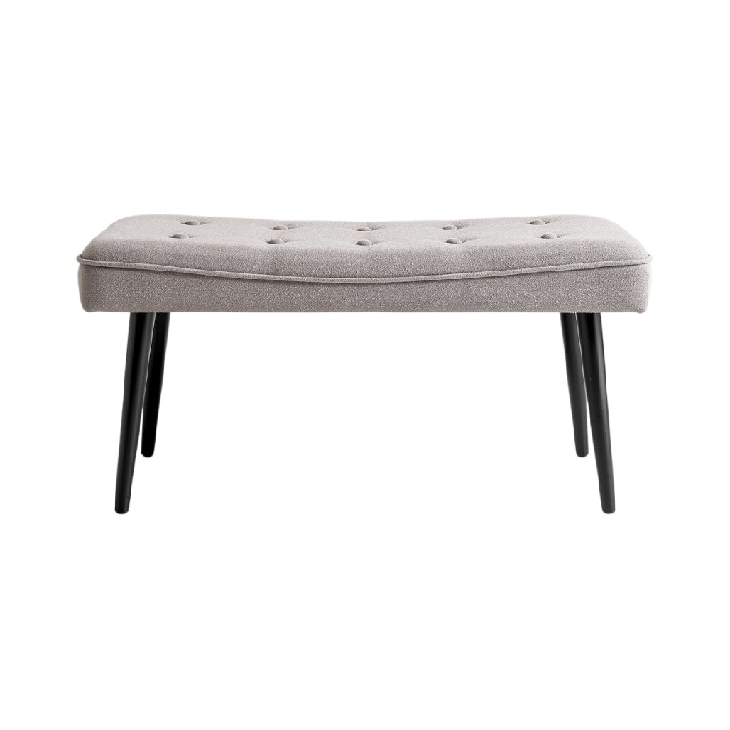 Pouf contemporain en tissu avec pieds en bois noir