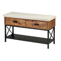 Banc en bois avec coussin et tiroirs de rangement