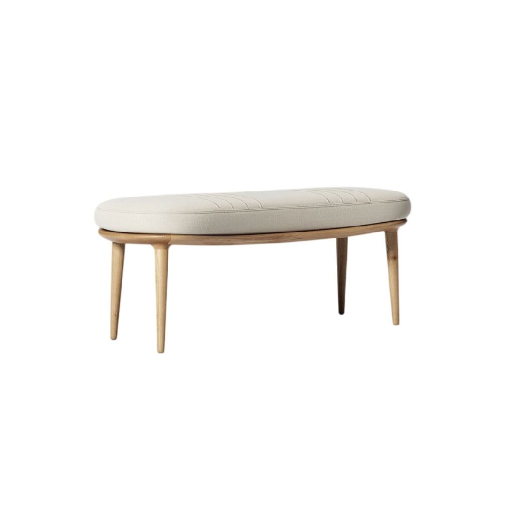 Table basse ovale en bois avec rembourrage en tissu